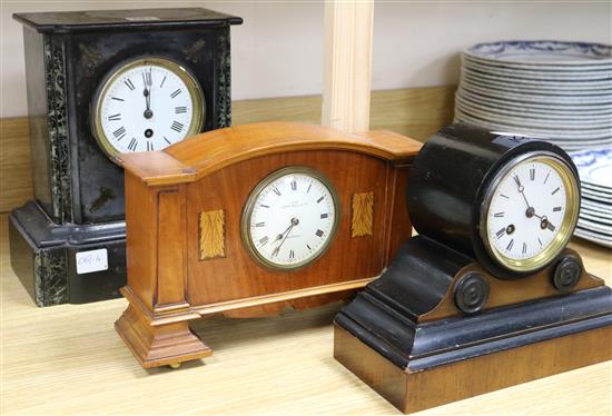 A John Bull & Co Edwardian mantel clock, a slate mantel clock and another